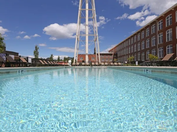 The 60-foot saltwater lap pool and sun deck at Drayton Mills Lofts